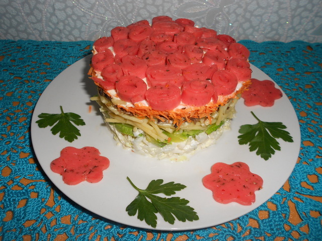 Фото к рецепту: Салат со спагетти borges весенний букет 
