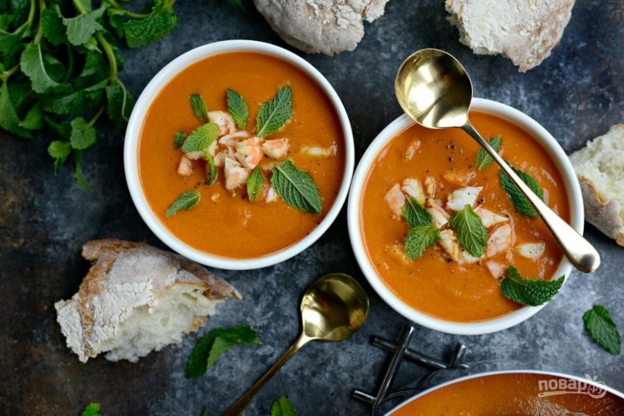 Томатный крем-суп с креветками - фото шаг 6