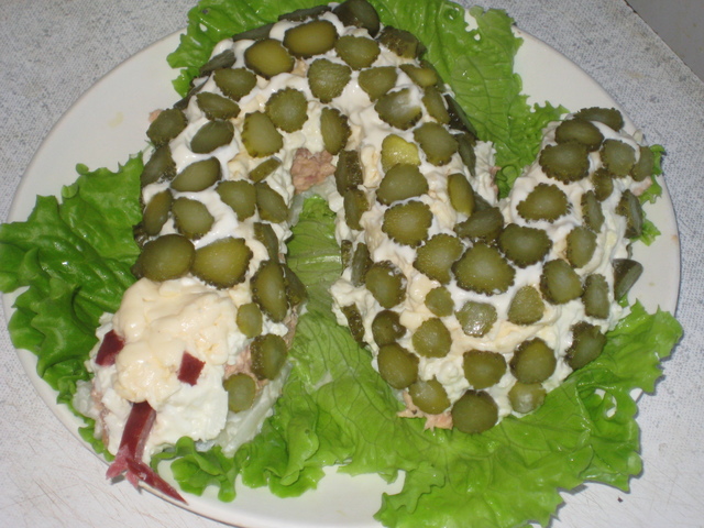 Фото к рецепту: Салат рыбная змейка 