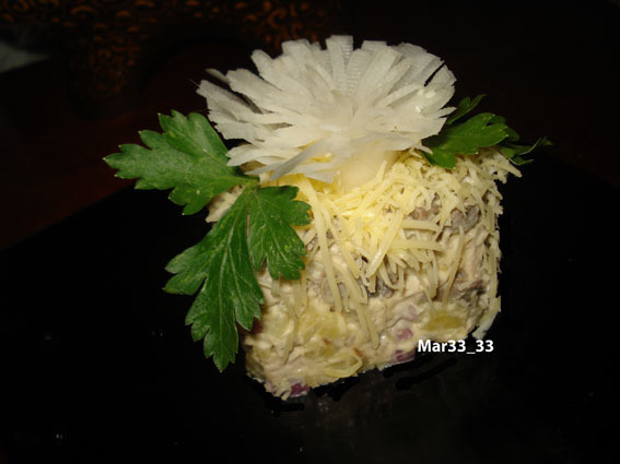 Фото к рецепту: Салат с грибами и мясом 