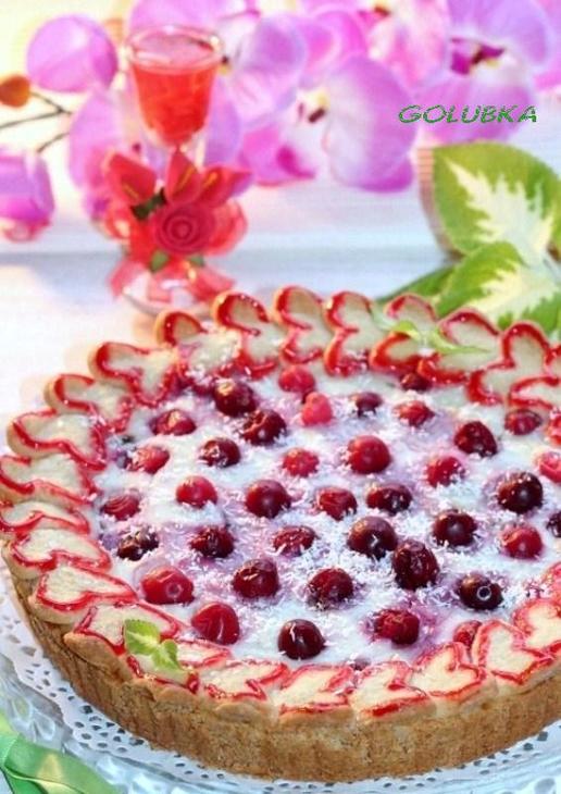  пирог с ягодно ванильным кремом