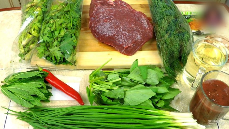 Чакапули (мясо в зелени и вине) - фото шаг 1
