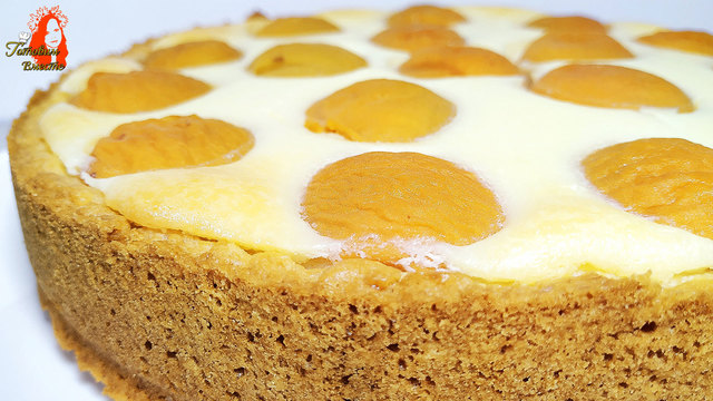 Фото к рецепту: Творожный пирог с абрикосами 