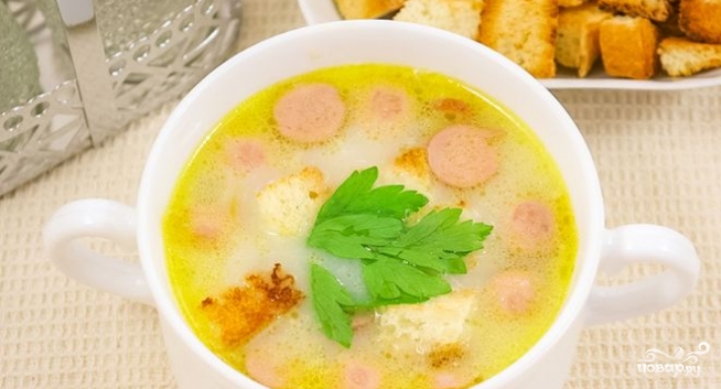 Сырный суп с сосиской - фото шаг 6