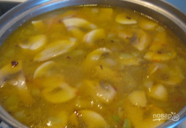 Суп со свининой и шампиньонами - фото шаг 8