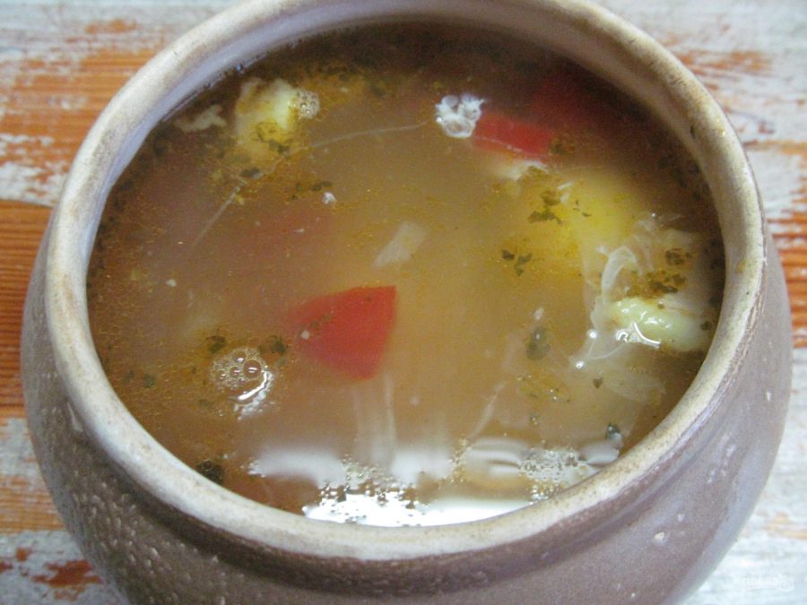 Мясной суп с чечевицей в духовке - фото шаг 7