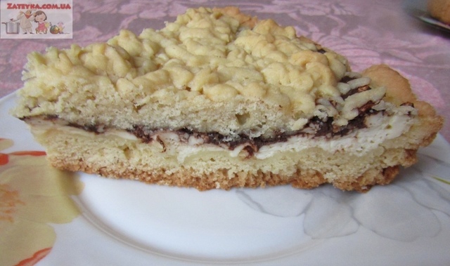 Фото к рецепту: Тёртый пирог с творогом и шоколадом