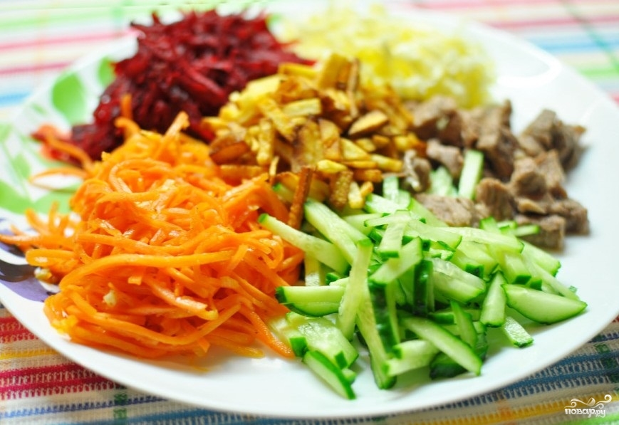 Салат с говядиной и корейской морковкой - фото шаг 5