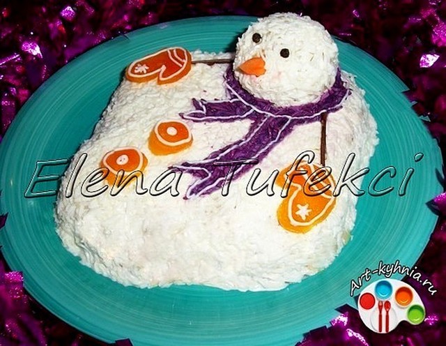 Фото к рецепту: Салат растаявший снеговик 