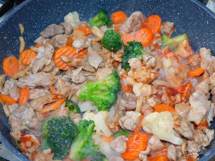 Свинина с замороженными овощами на сковороде рецепты с фото