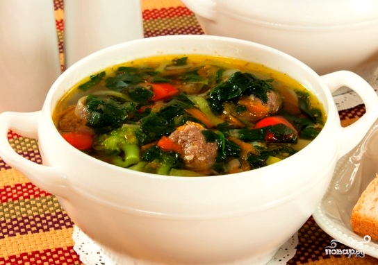 Суп с фрикадельками и шпинатом - фото шаг 5