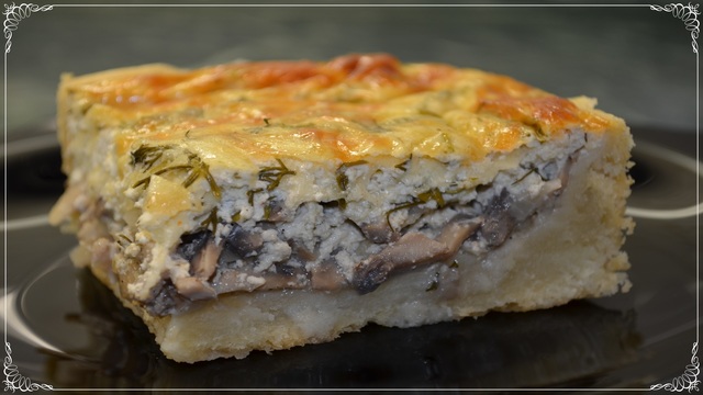 Фото к рецепту: Нереально вкусный заливной пирог с грибами и сыром!!! советую всем приготовить!