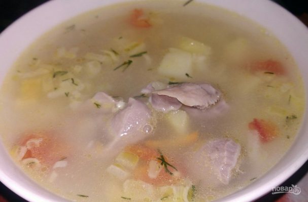 Суп с куриными желудками и пшеном
