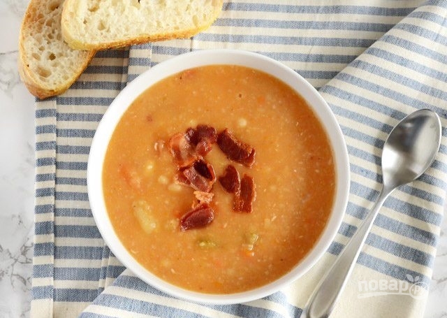 Суп с белой фасолью и беконом - фото шаг 10