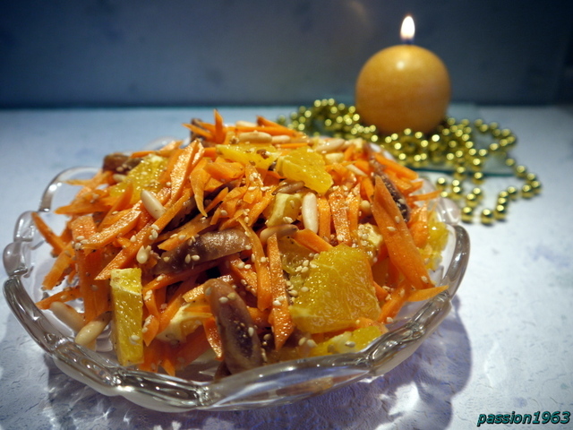 Фото к рецепту: Морковный салат с апельсинами оранжевый праздник 