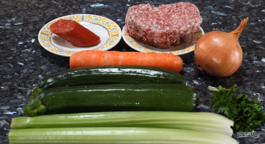 Быстрый овощной суп со свининой - фото шаг 1