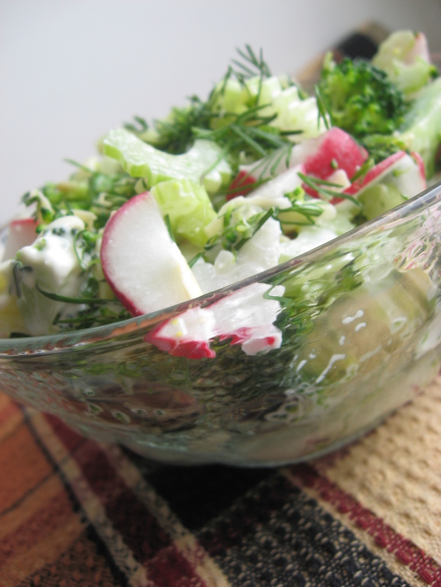 Фото к рецепту: Салат из брокколи, редиса и сельдерея