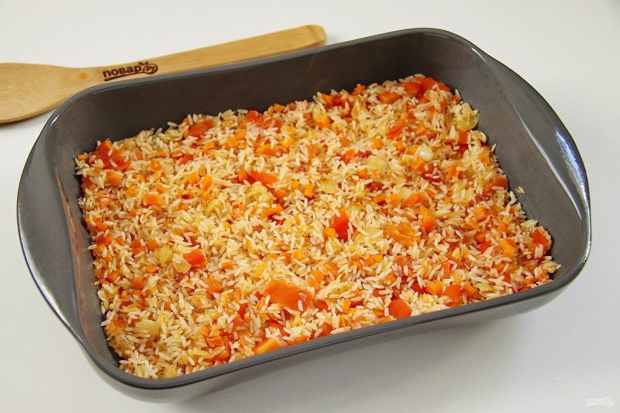 Минтай с рисом в духовке - фото шаг 8