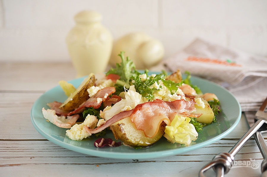 Теплый салат с картофелем и беконом - фото шаг 5