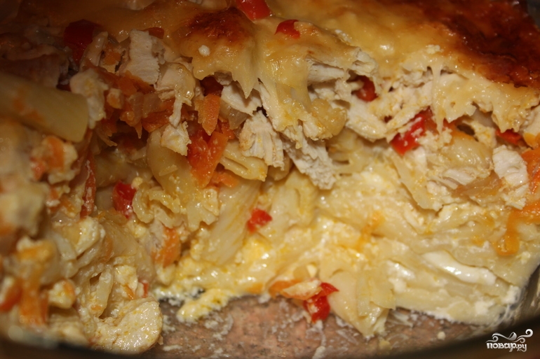 Запеканка с макаронами и курицей в духовке - фото шаг 4