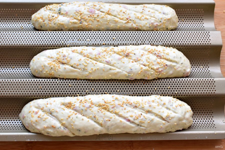 Французский хлеб с ветчиной - фото шаг 5