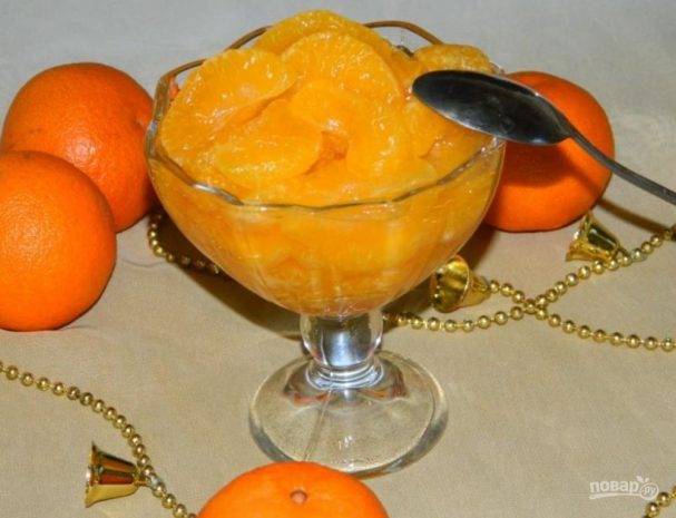 Десерт из карамельных мандаринов