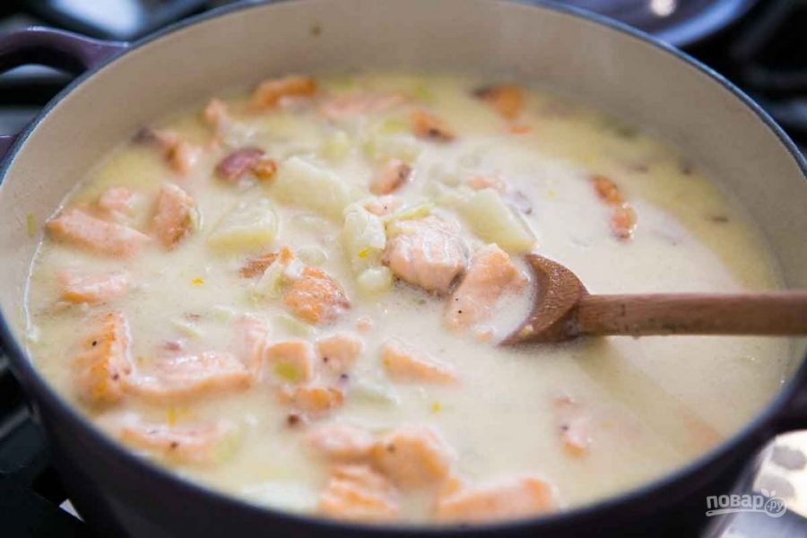 Суп из лосося со сливками - фото шаг 4