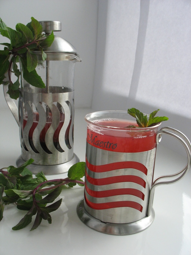 Фото к рецепту: Чай из красной смородины с розмарином и мятой