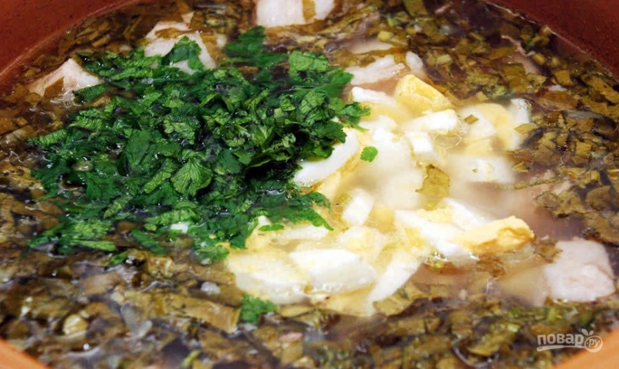 Щавелевый суп с мясом и яйцом - фото шаг 6