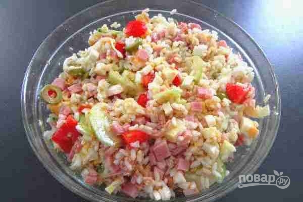 Салат с рисом и тунцом - фото шаг 6