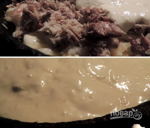 Заливной пирог с картофелем и сайрой - фото шаг 7