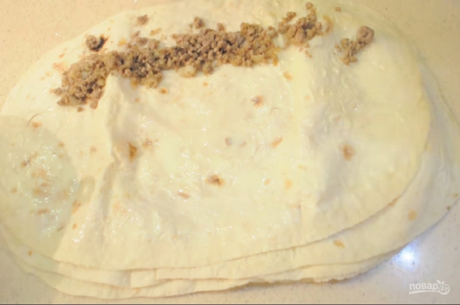Простой пирог из лаваша с мясом - фото шаг 3