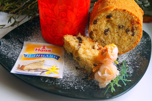 Фото к рецепту: Пасхальный кекс с изюмом и вишней. #пасха
