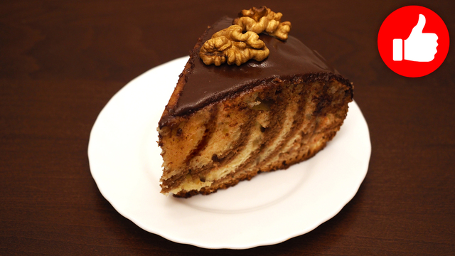 Фото к рецепту: Вкусный полосатый пирог зебра