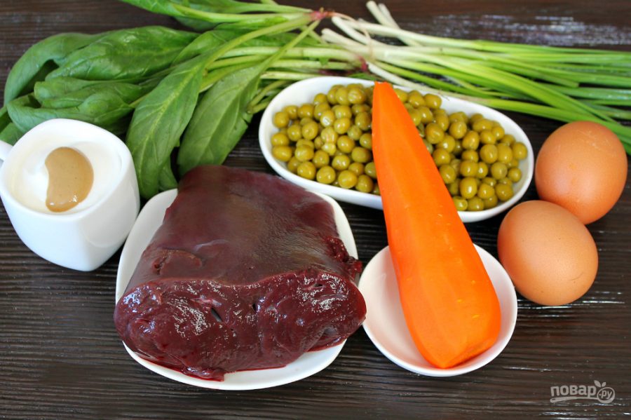 Салат с печенью, морковью и горошком - фото шаг 1