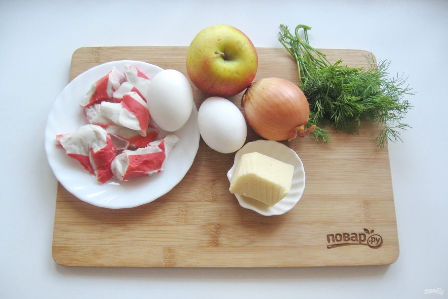 Крабовый салат с яблоком - фото шаг 1