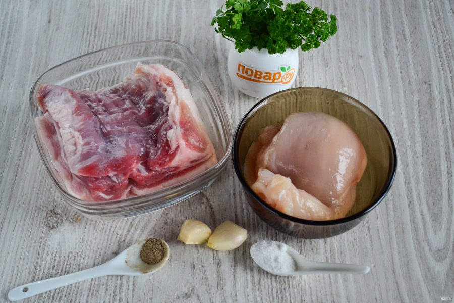 Домашняя колбаса из свинины и курицы - фото шаг 1