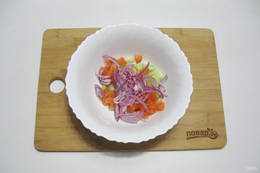 Постный салат с кальмарами - фото шаг 6
