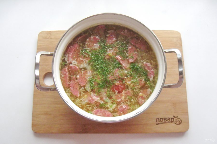 Баварский суп с колбасками - фото шаг 10