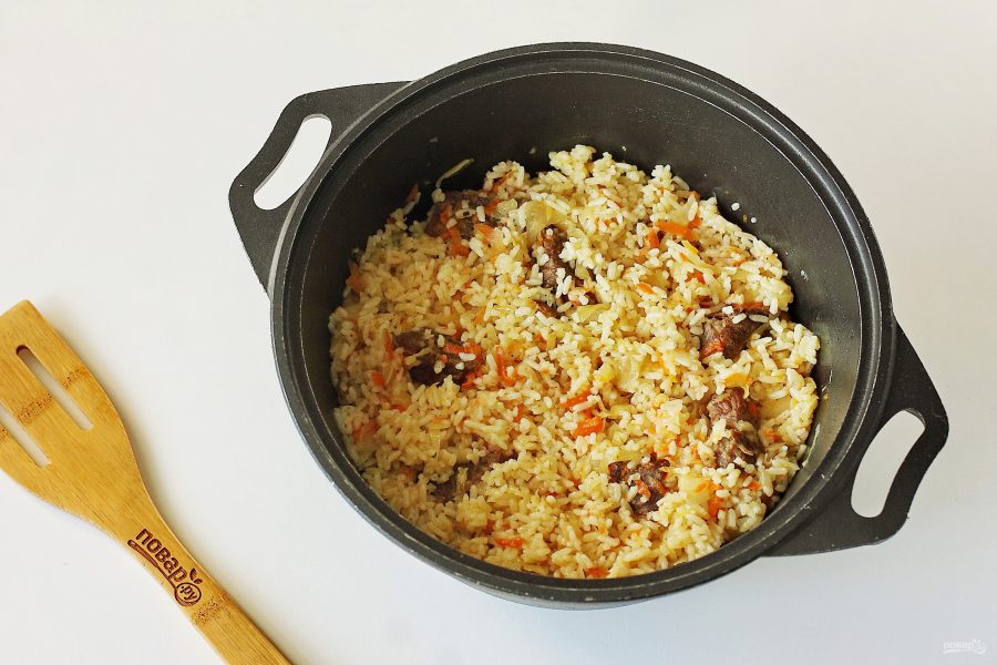 Рис с квашеной капустой и мясом - фото шаг 10