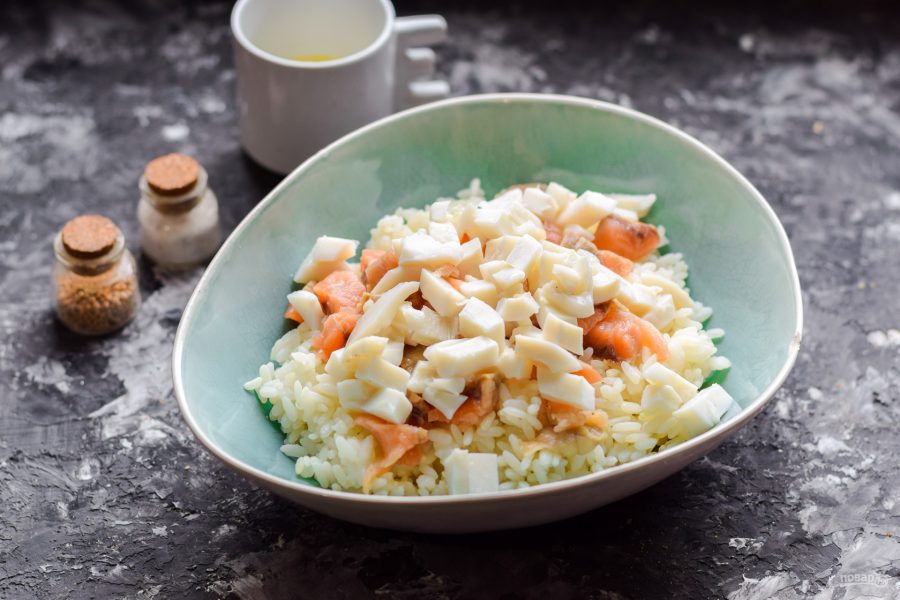 Салат с рисом и морепродуктами - фото шаг 4