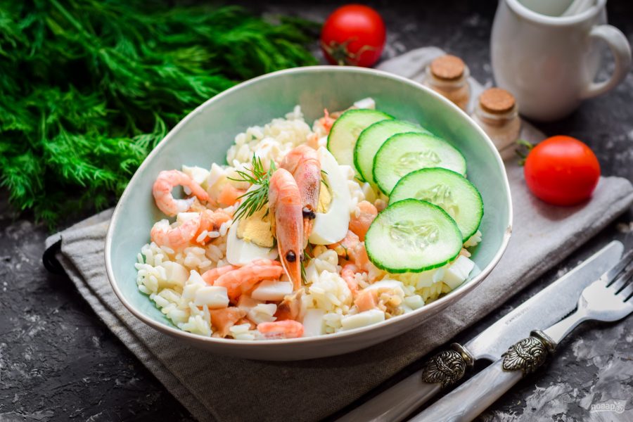 Салат с рисом и морепродуктами - фото шаг 7