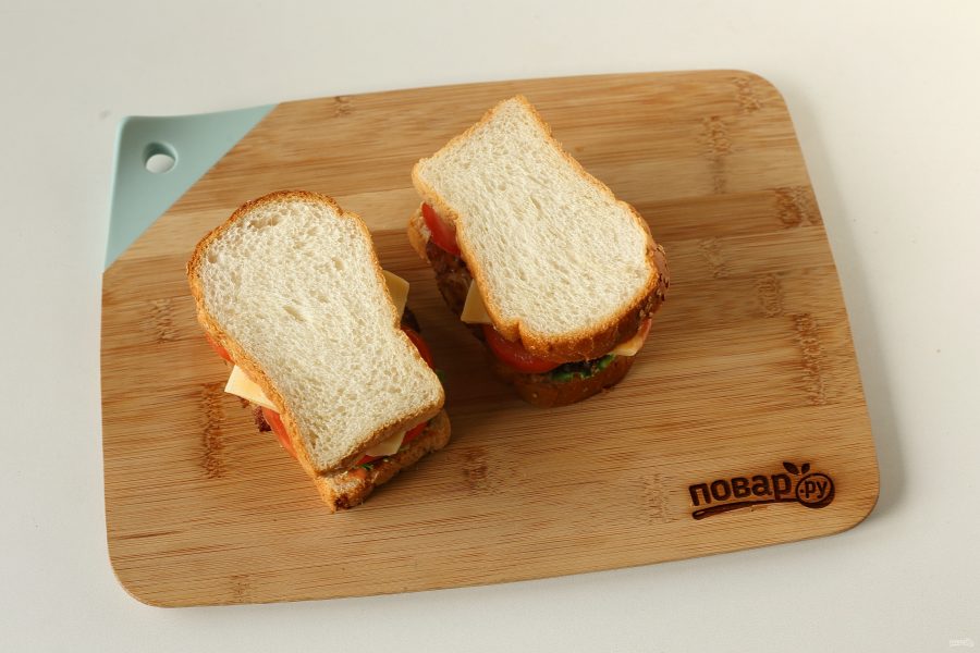 Сэндвич с котлетой - фото шаг 9