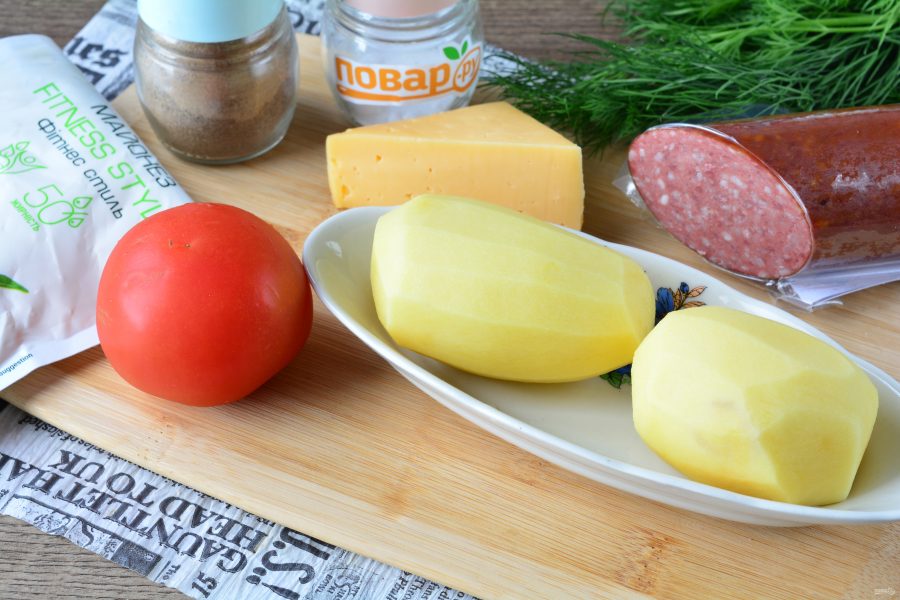 Салат с картошкой фри и колбасой - фото шаг 1