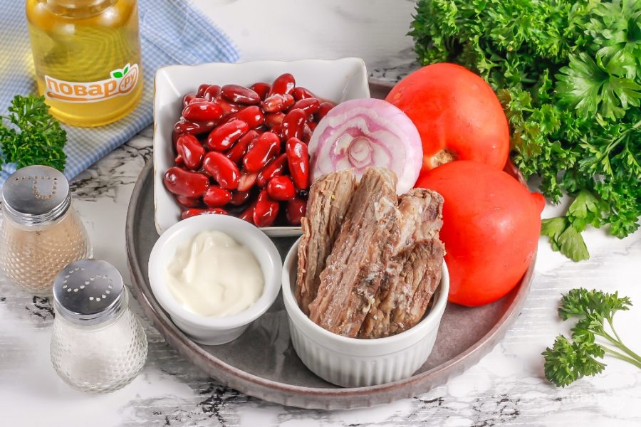 Салат из говядины и консервированной красной фасоли - фото шаг 1
