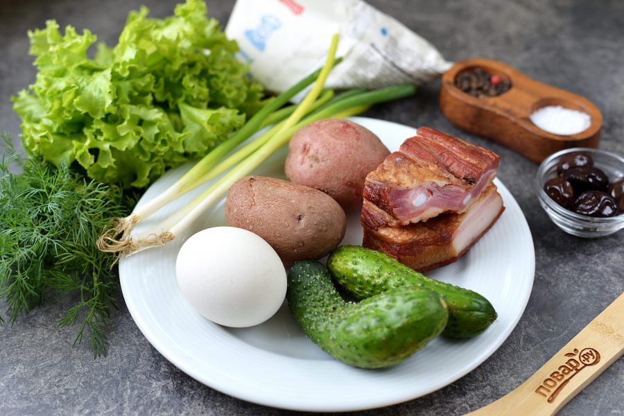 Салат со свиной копченой грудинкой - фото шаг 1