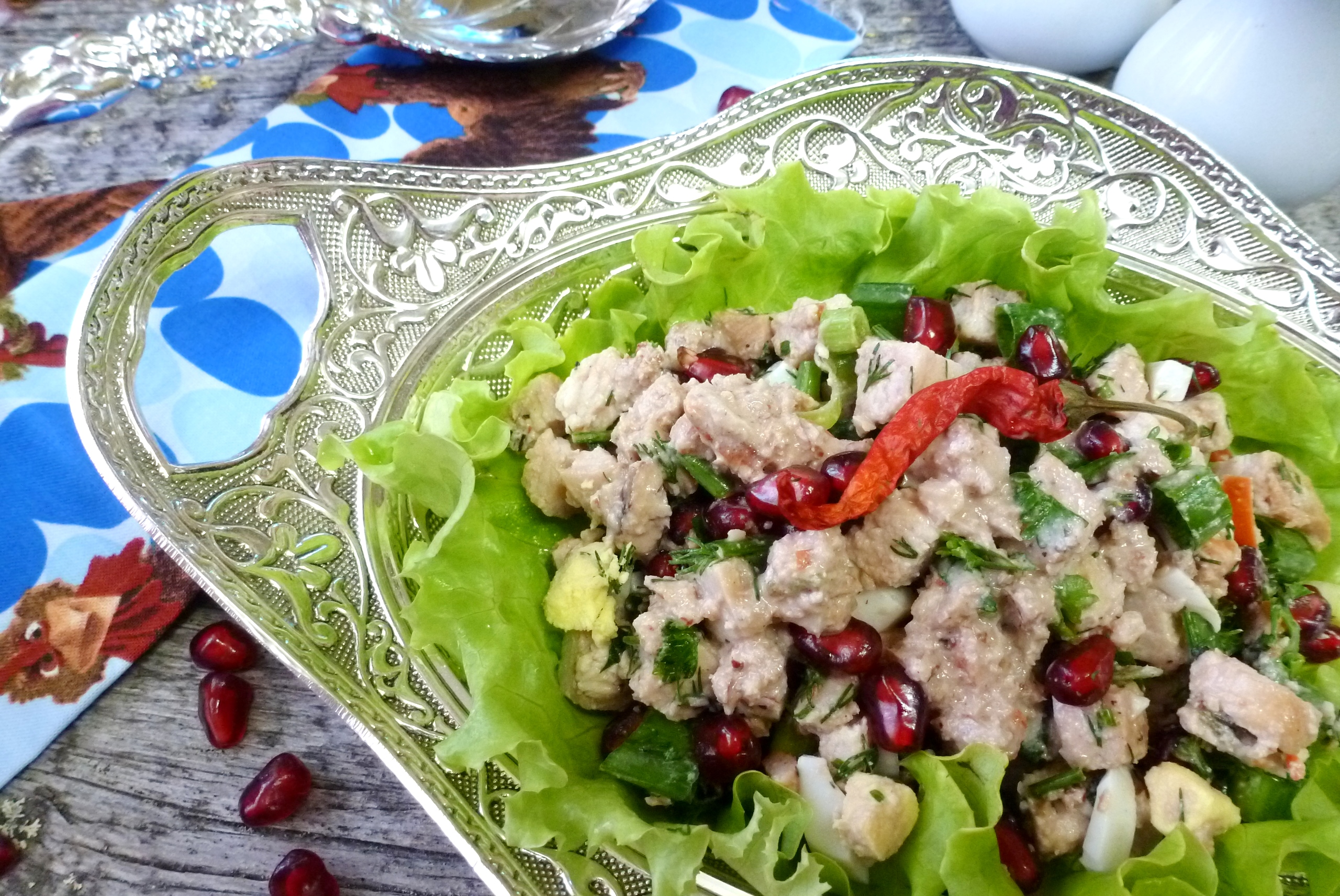 Имеретинский салат из курицы#грузия