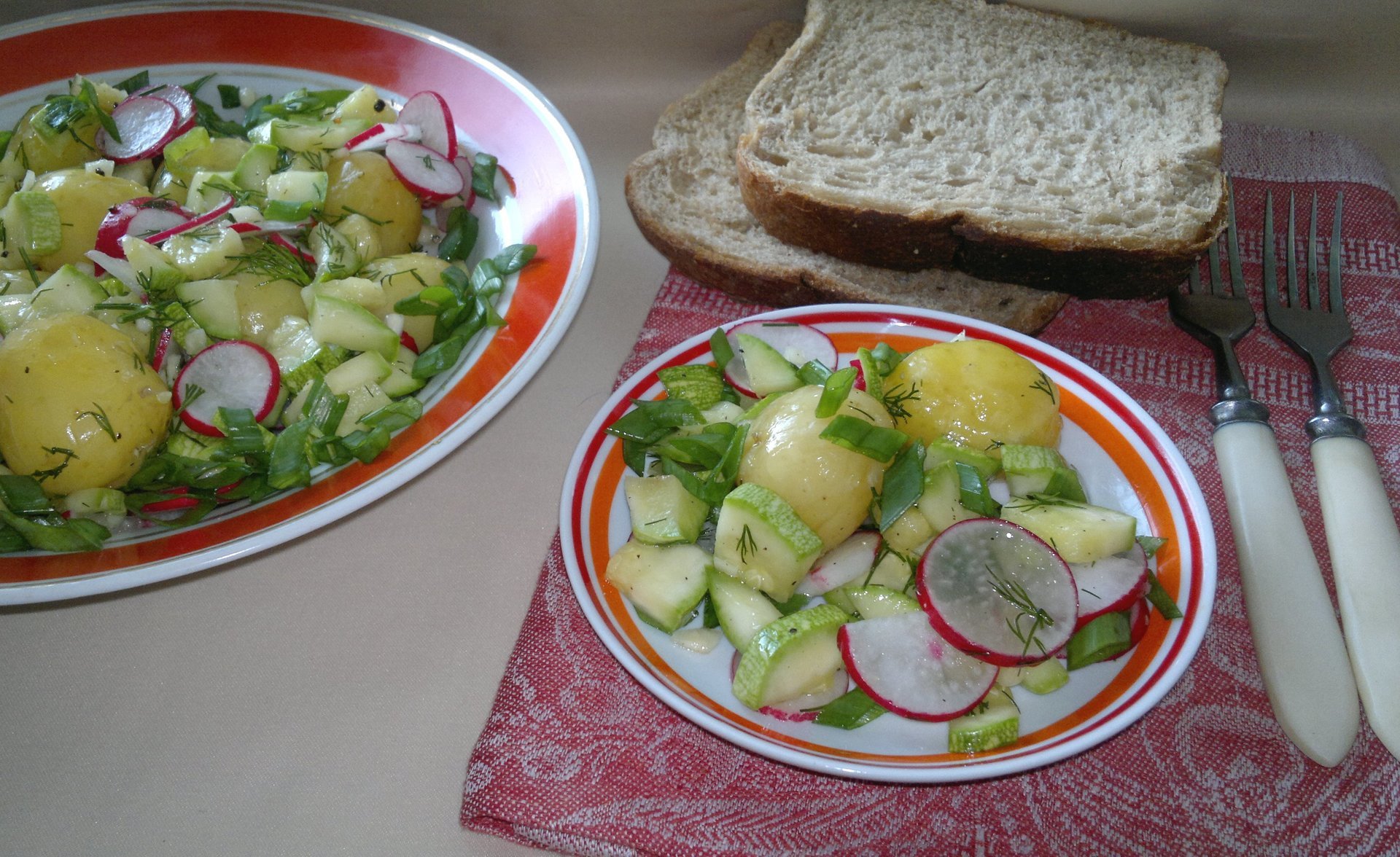 Фото к рецепту: Картофельный салат с овощами #постныйстол