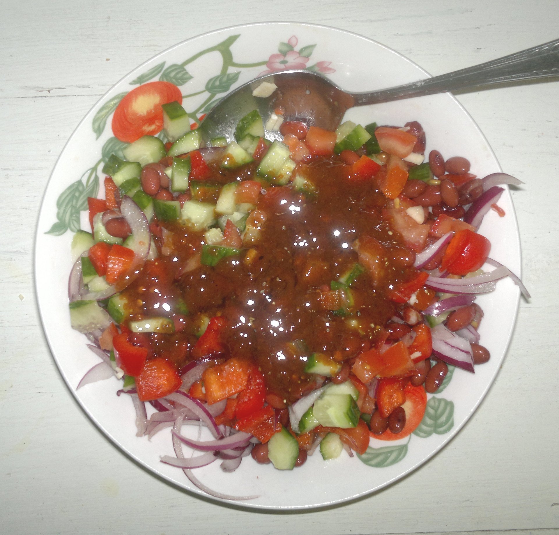 Салат из овощей с фасолью #постныйстол: шаг 8
