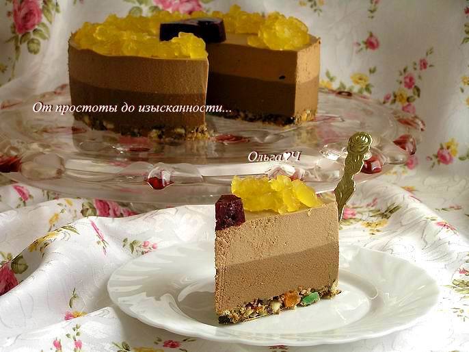 Фото к рецепту: Торт "шоколадно-фруктовый вальс"